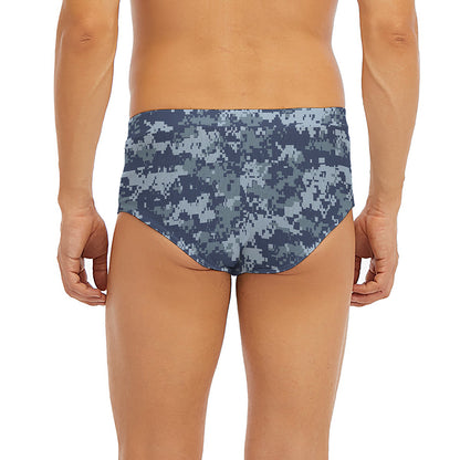Navy Digital Camo Pattern Print Men's Briefs