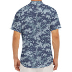 Navy Digital Camo Pattern Print Men's Deep V-Neck Shirt