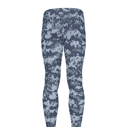 Navy Digital Camo Pattern Print Men's leggings