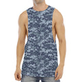 Navy Digital Camo Pattern Print Men's Muscle Tank Top