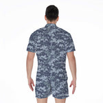 Navy Digital Camo Pattern Print Men's Rompers
