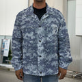 Navy Digital Camo Pattern Print Men's Shirt Jacket