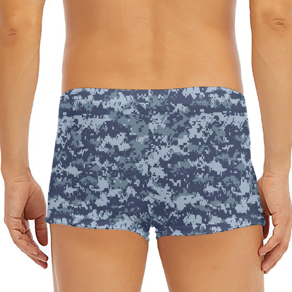 Navy Digital Camo Pattern Print Men's Short Boxer Briefs