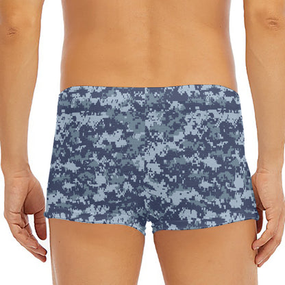 Navy Digital Camo Pattern Print Men's Short Boxer Briefs