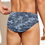 Navy Digital Camo Pattern Print Men's Swim Briefs