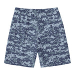 Navy Digital Camo Pattern Print Men's Swim Trunks