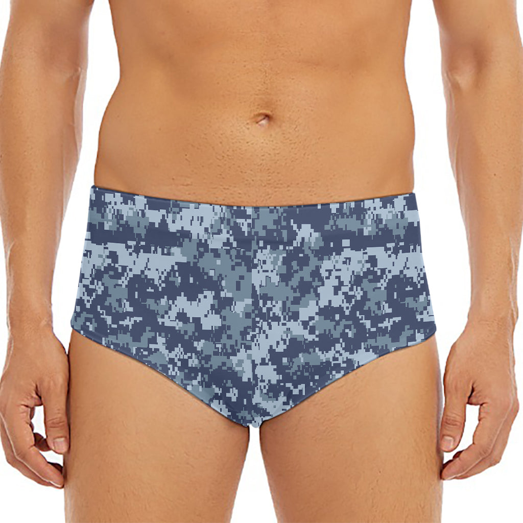Navy Digital Camo Pattern Print Men's Triangle Swim Briefs