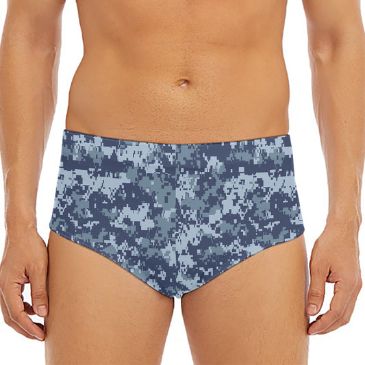 Navy Digital Camo Pattern Print Men's Triangle Swim Briefs