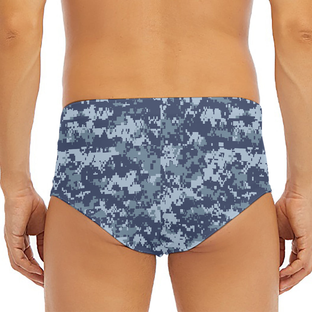 Navy Digital Camo Pattern Print Men's Triangle Swim Briefs
