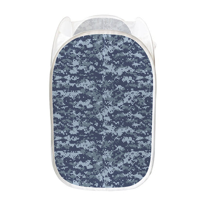 Navy Digital Camo Pattern Print Mesh Laundry Hamper