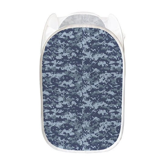 Navy Digital Camo Pattern Print Mesh Laundry Hamper
