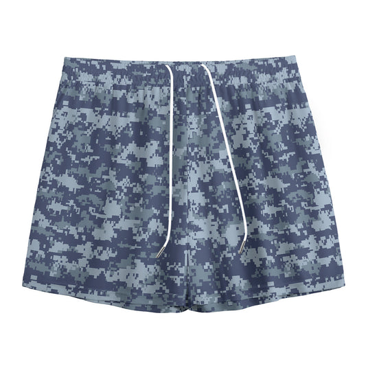 Navy Digital Camo Pattern Print Mesh Shorts