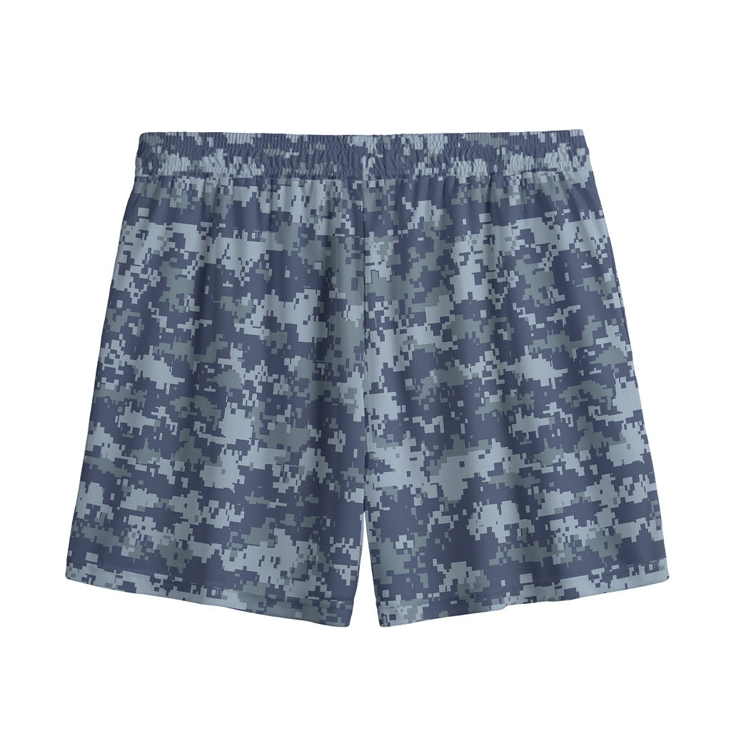 Navy Digital Camo Pattern Print Mesh Shorts