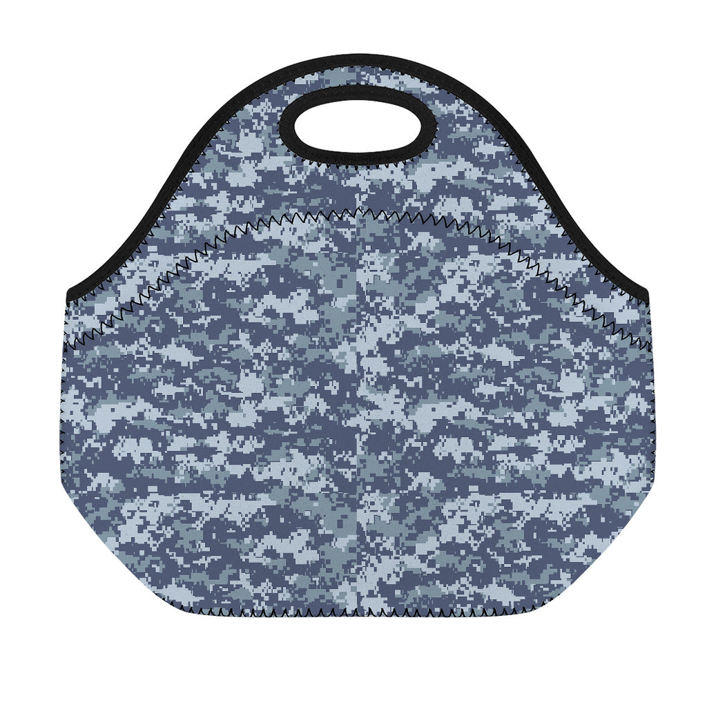 Navy Digital Camo Pattern Print Neoprene Lunch Bag