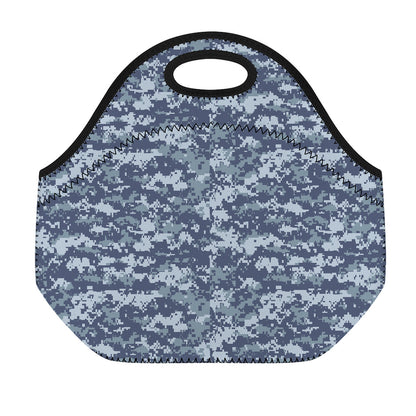 Navy Digital Camo Pattern Print Neoprene Lunch Bag