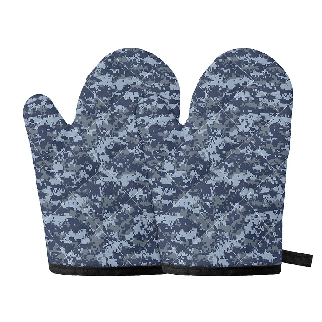 Navy Digital Camo Pattern Print Oven Mitts
