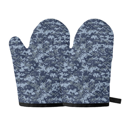Navy Digital Camo Pattern Print Oven Mitts