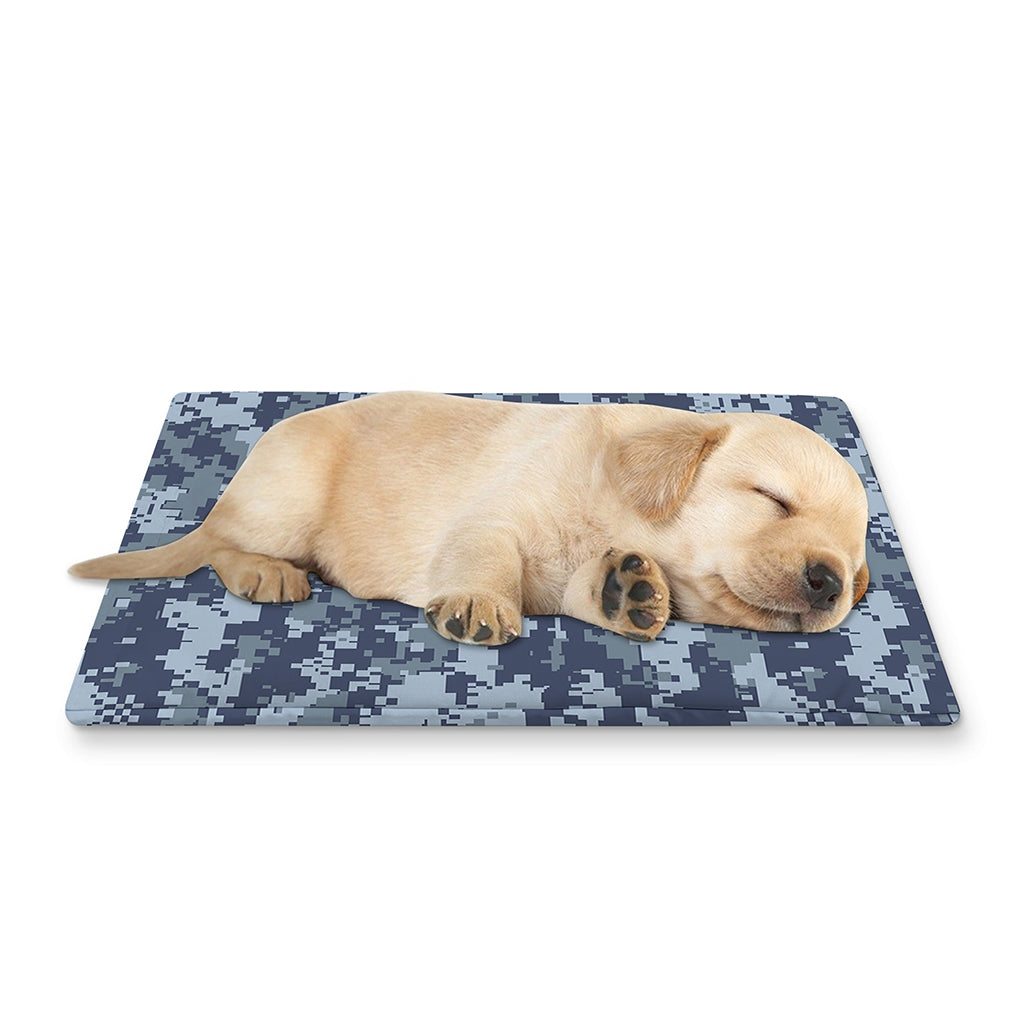 Navy Digital Camo Pattern Print Pet Cooling Mat Cover