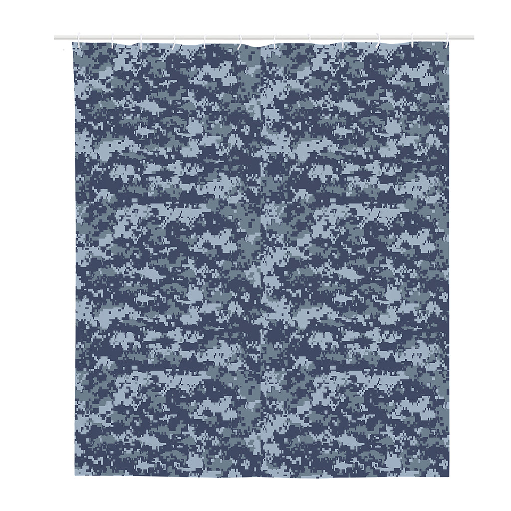 Navy Digital Camo Pattern Print Polyester Shower Curtain