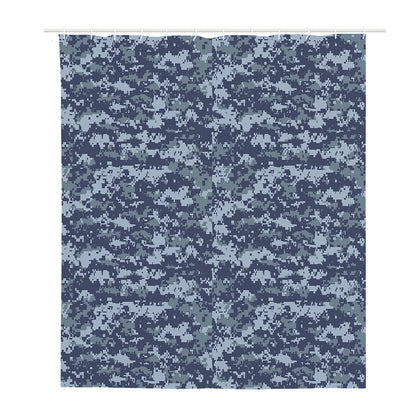 Navy Digital Camo Pattern Print Polyester Shower Curtain
