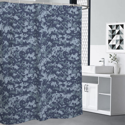 Navy Digital Camo Pattern Print Premium Shower Curtain
