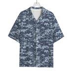 Navy Digital Camo Pattern Print Rayon Hawaiian Shirt