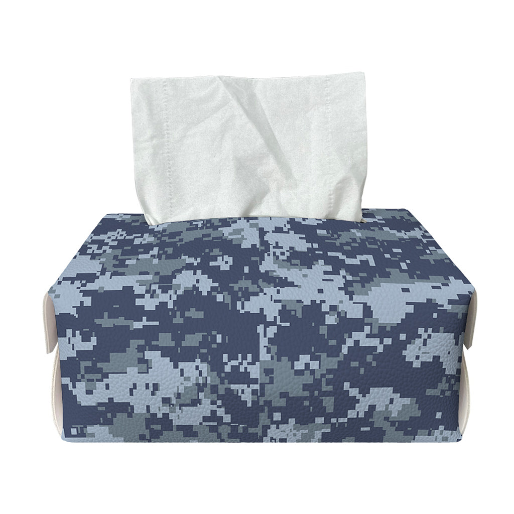 Navy Digital Camo Pattern Print Rectangle Tissue Box Cover