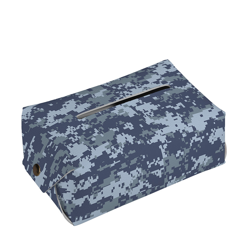 Navy Digital Camo Pattern Print Rectangle Tissue Box Cover
