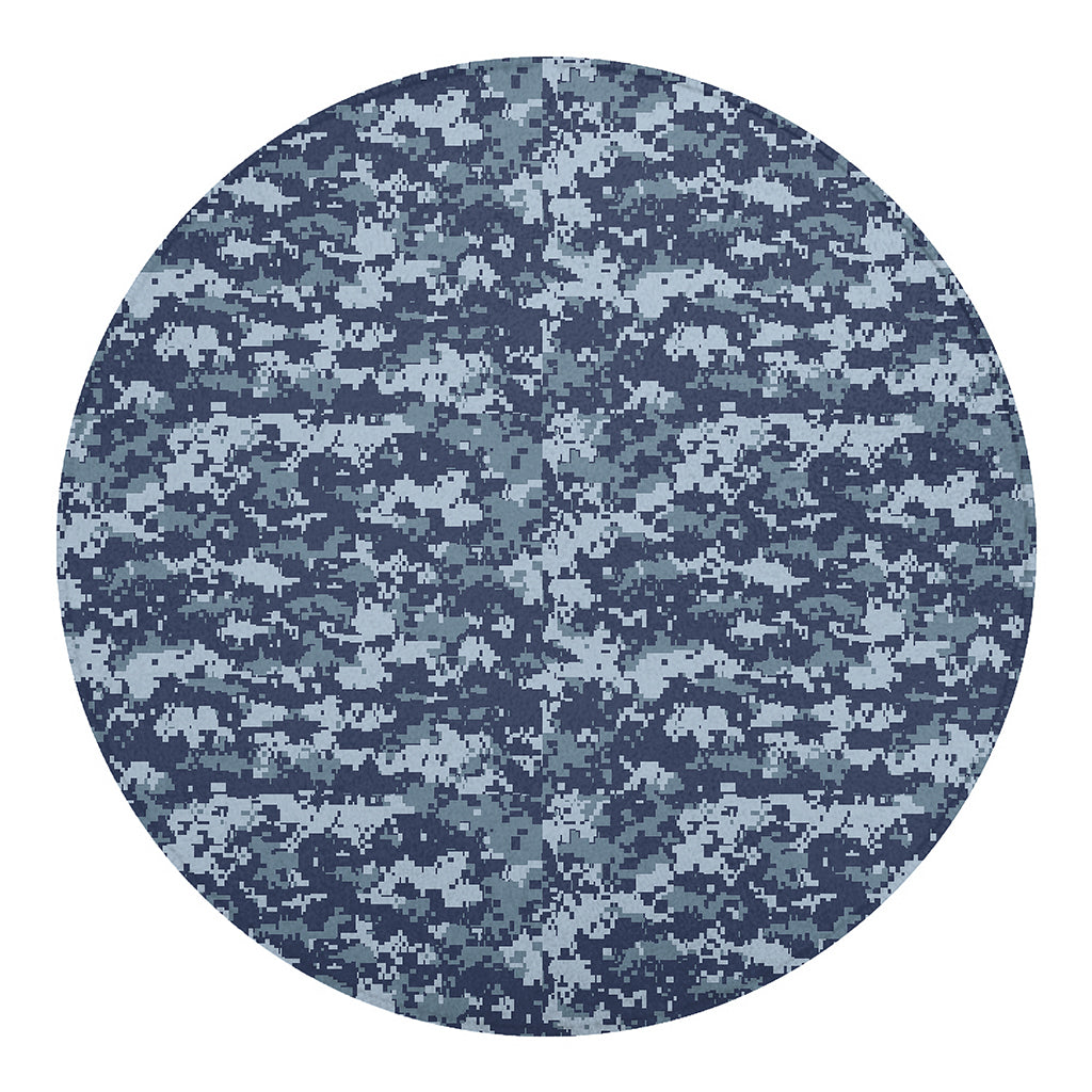 Navy Digital Camo Pattern Print Round Blanket