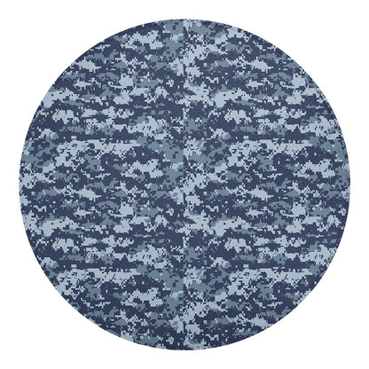 Navy Digital Camo Pattern Print Round Blanket