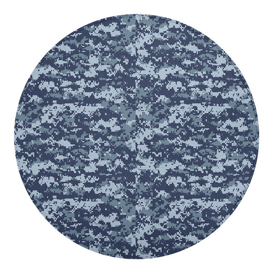 Navy Digital Camo Pattern Print Round Blanket