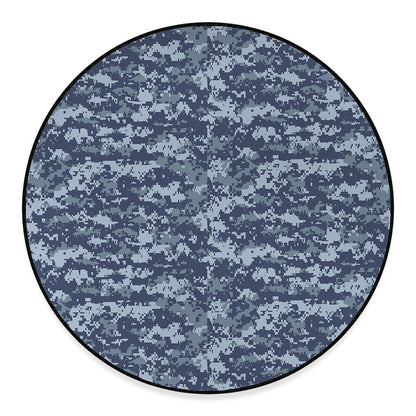 Navy Digital Camo Pattern Print Round Floor Mat