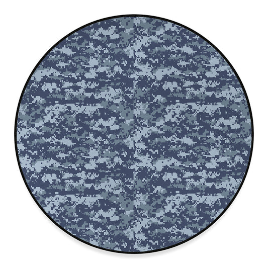 Navy Digital Camo Pattern Print Round Floor Mat