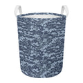 Navy Digital Camo Pattern Print Round Laundry Basket
