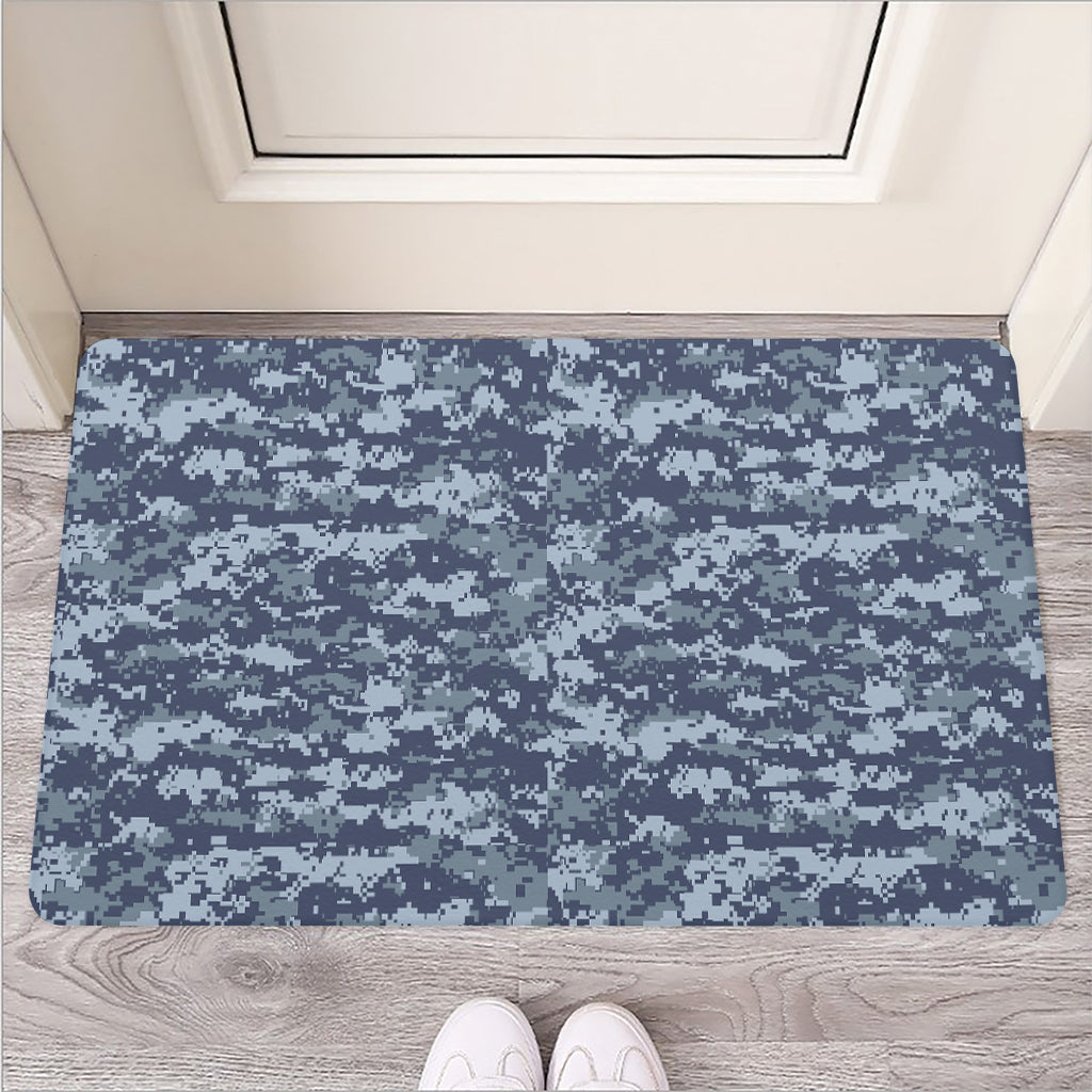 Navy Digital Camo Pattern Print Rubber Doormat
