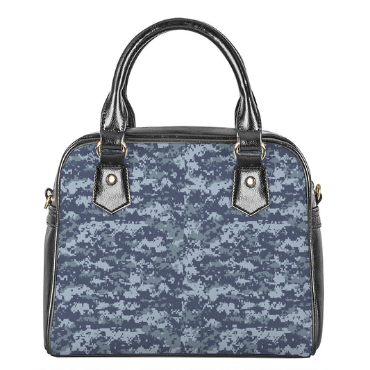 Navy Digital Camo Pattern Print Shoulder Handbag