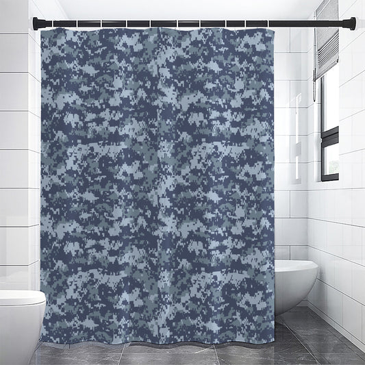Navy Digital Camo Pattern Print Shower Curtain