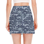 Navy Digital Camo Pattern Print Side Slit Mini Skirt