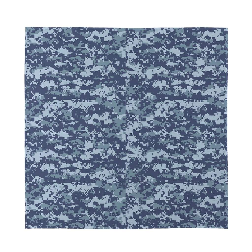 Navy Digital Camo Pattern Print Silk Bandana