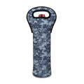 Navy Digital Camo Pattern Print Single Neoprene Wine Tote