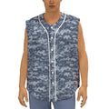 Navy Digital Camo Pattern Print Sleeveless Baseball Jersey