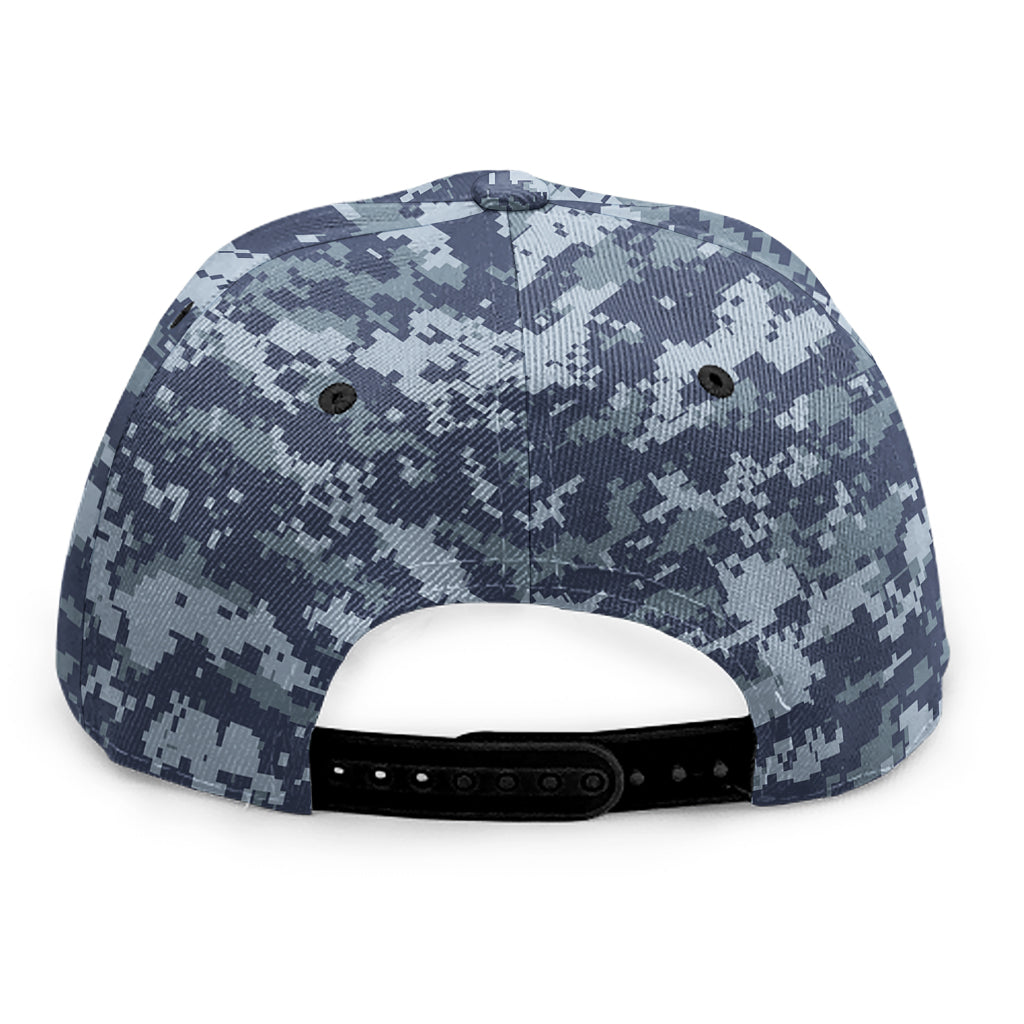Navy Digital Camo Pattern Print Snapback Cap