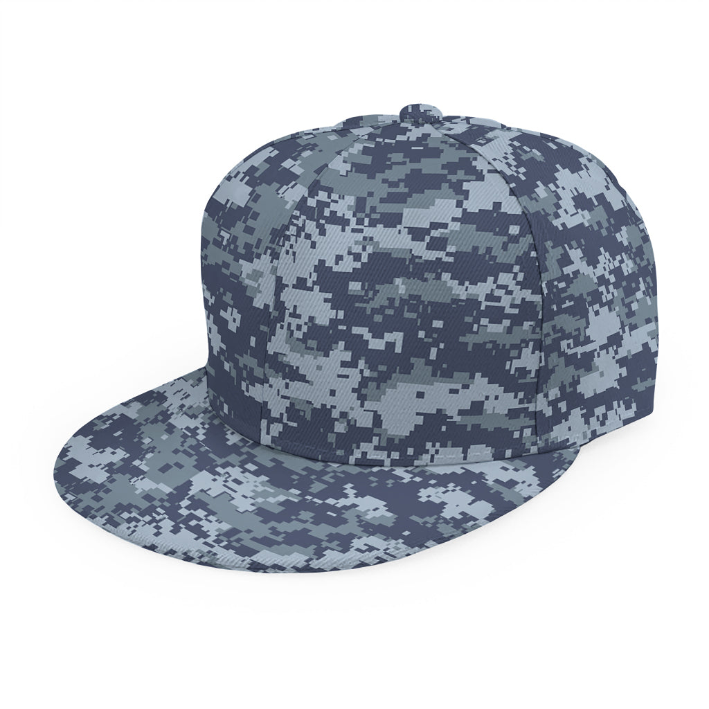 Navy Digital Camo Pattern Print Snapback Cap