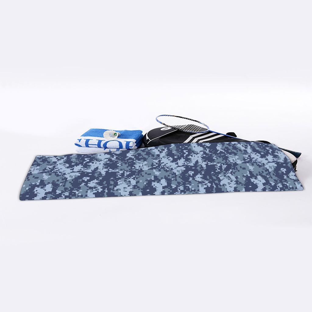 Navy Digital Camo Pattern Print Sports Towel