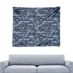 Navy Digital Camo Pattern Print Tapestry