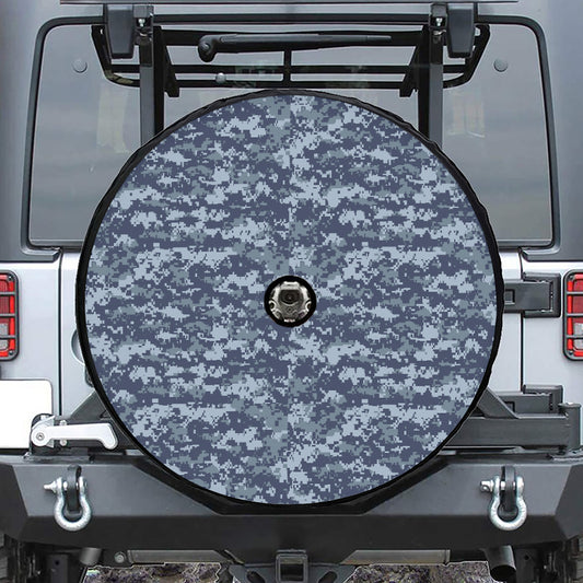 Navy Digital Camo Pattern Print Tire Cover With Camera Hole