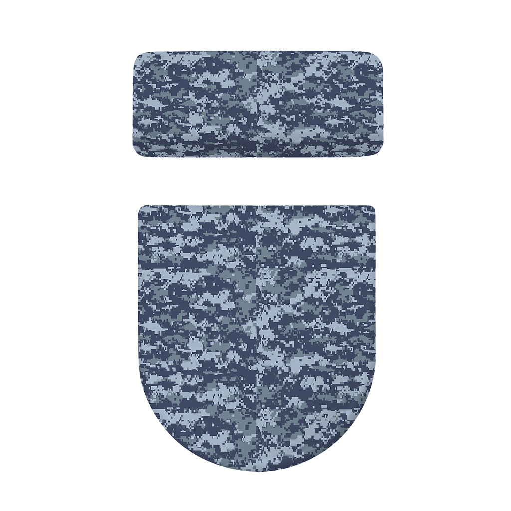 Navy Digital Camo Pattern Print Toilet Lid And Tank Cover Set