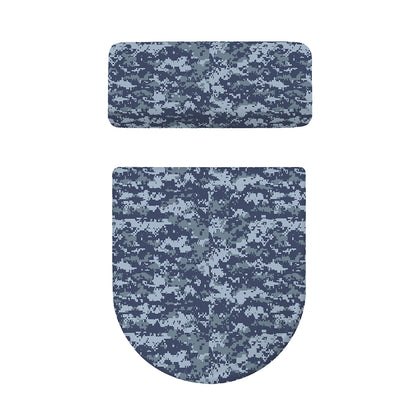 Navy Digital Camo Pattern Print Toilet Lid And Tank Cover Set