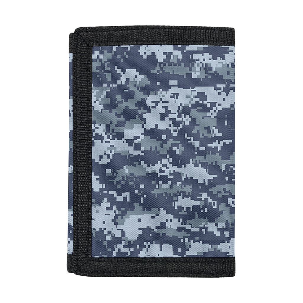 Navy Digital Camo Pattern Print Trifold Wallet