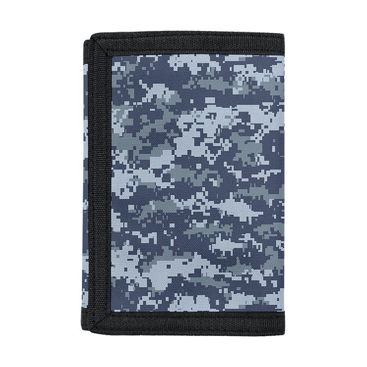 Navy Digital Camo Pattern Print Trifold Wallet